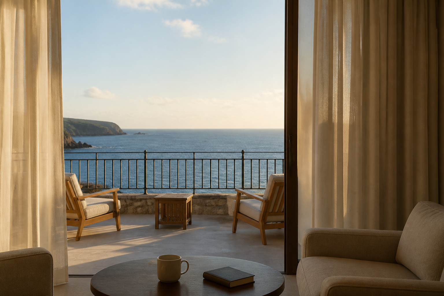 Hotel balcony overlooking the sea