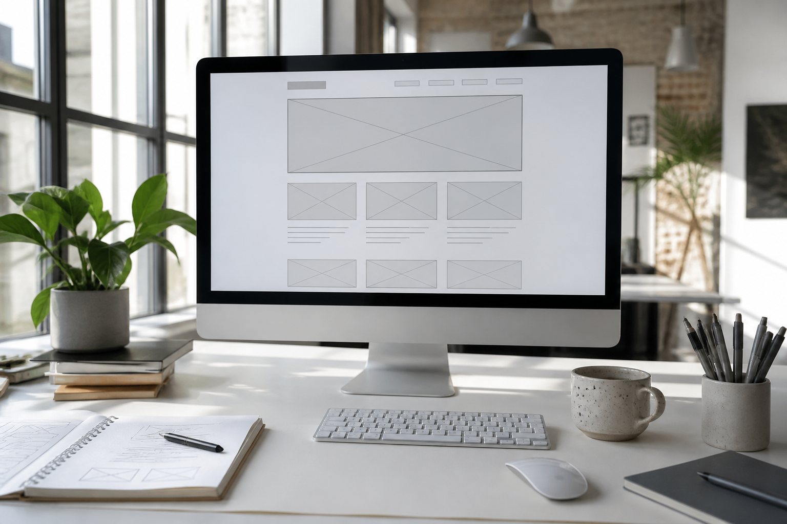 Studio monitor with a website layout